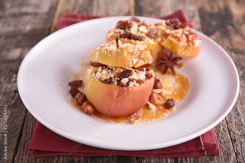 baked apple with nuts and spices baked apple with nuts and spices
