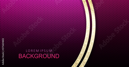 Abstract textured composition with a gradient of violet hue, oval arc of gold color with mosaic