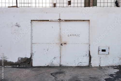 Front View Of White Garage Door