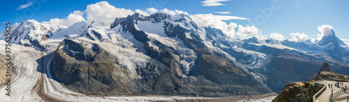 Panorama of Gorner glacier at Gornergrat, Switzerland (summer)