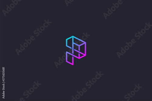 Technology Letter P Logo Abstract Whimsical Monogram