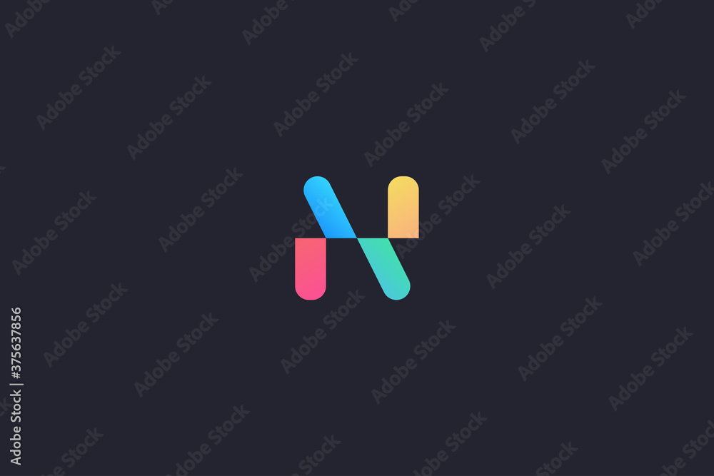 Technology Letter N Logo Abstract Whimsical Monogram Technology Letter N Logo Abstract Whimsical Monogram