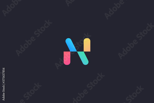 Technology Letter N Logo Abstract Whimsical Monogram