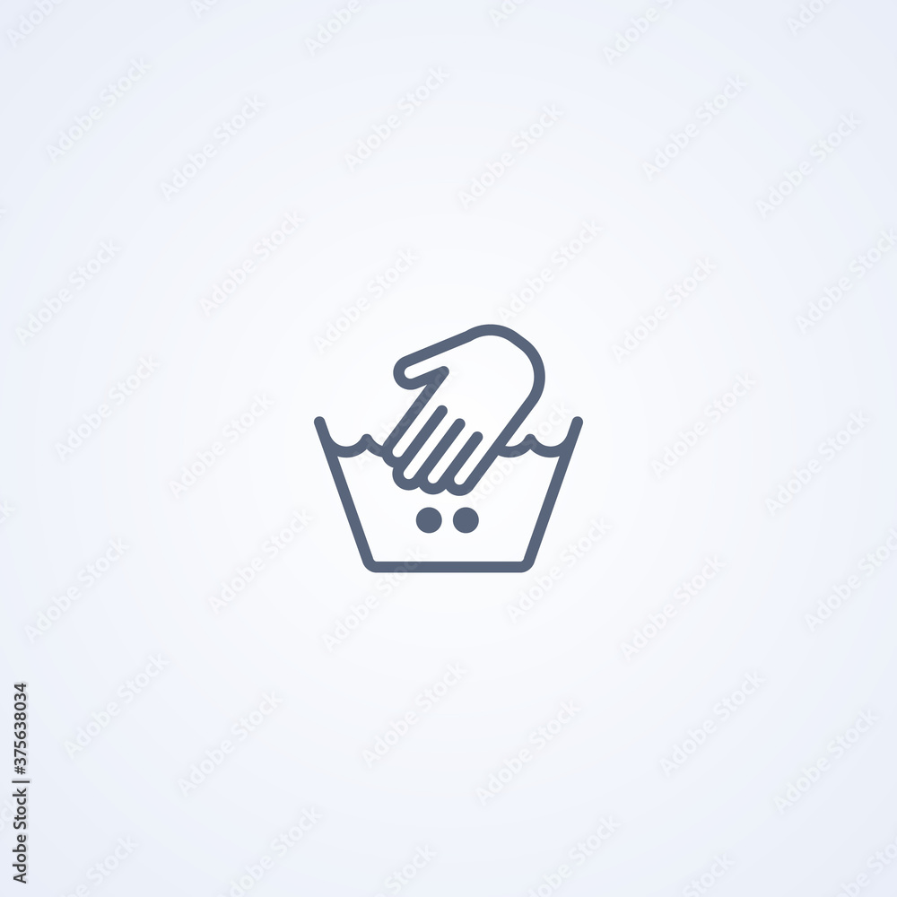 Hand wash at medium temperature , vector best gray line icon Hand wash at medium temperature , vector best gray line icon