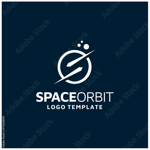Modern Initial Letter S Space with Comet circular planet orbit logo design