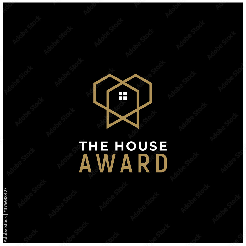 House home logo design with simple hexagon line for real estate building property business House home logo design with simple hexagon line for real estate building property business