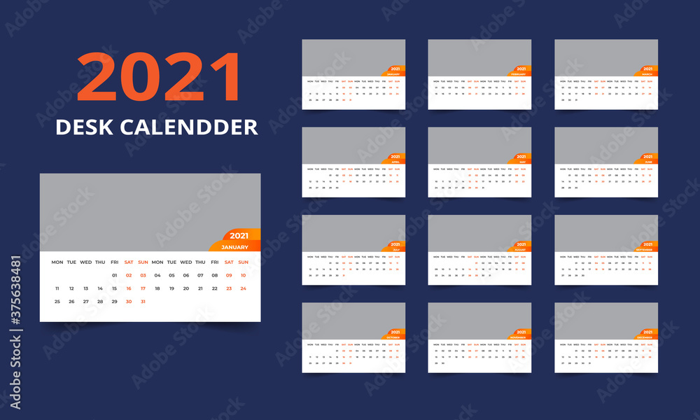 Desk calendar design 2021 template Desk calendar design 2021 template