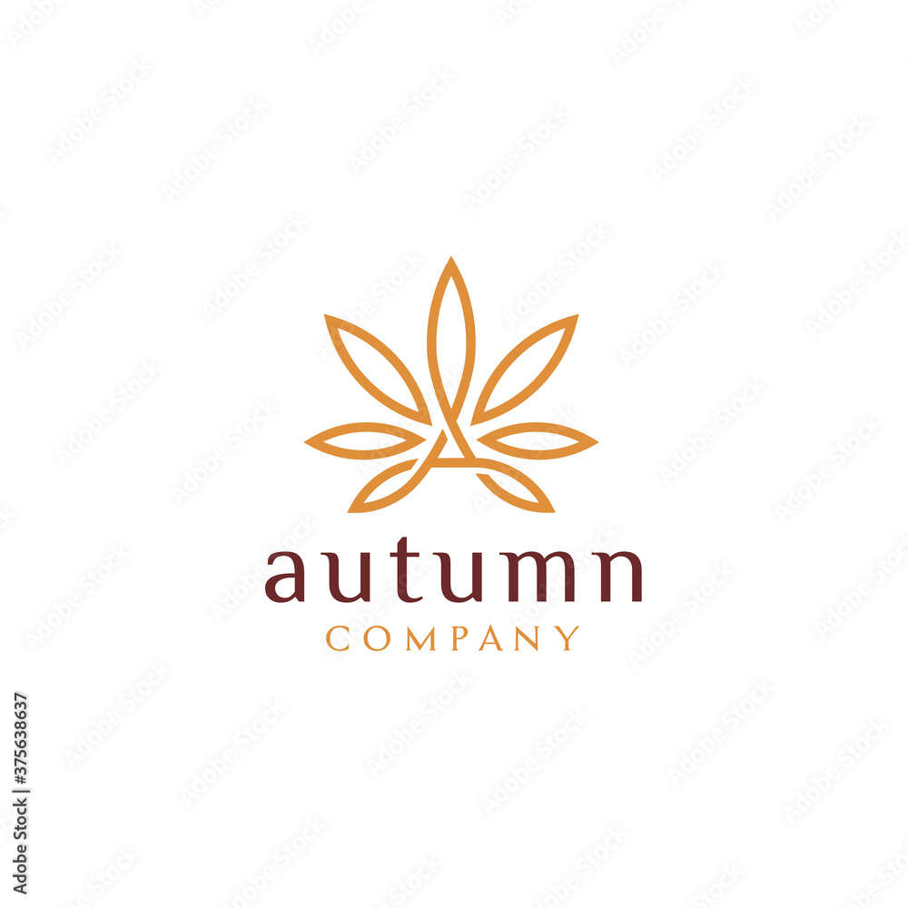 Initial Letter A Autumn with Leaf logo design for Cannabis Marijuana CBD business