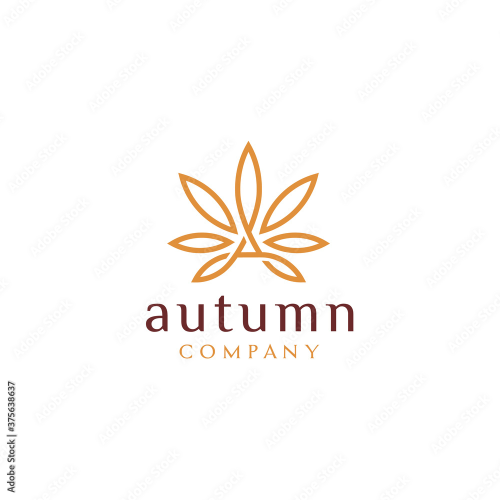 Initial Letter A Autumn with Leaf logo design for Cannabis Marijuana CBD business Initial Letter A Autumn with Leaf logo design for Cannabis Marijuana CBD business
