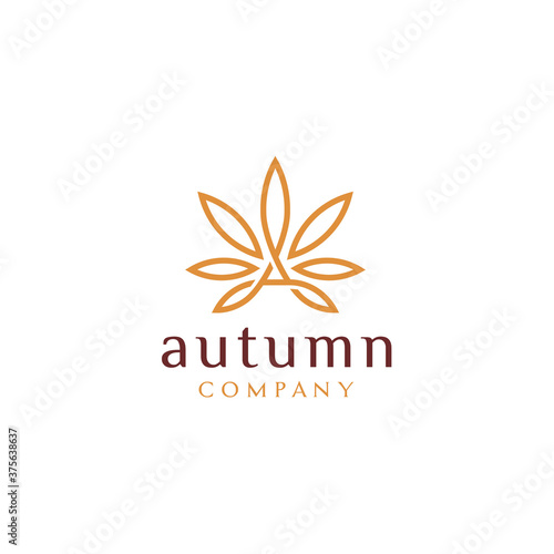 Initial Letter A Autumn with Leaf logo design for Cannabis Marijuana CBD business
