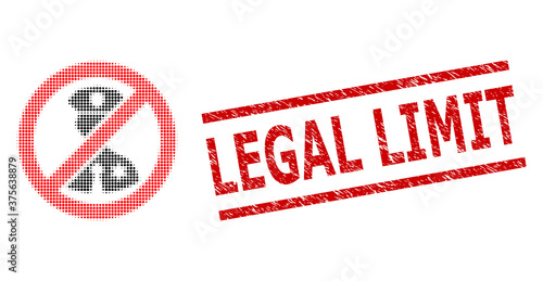 No police officer halftone dotted vector and Legal Limit corroded stamp seal. Stamp includes Legal Limit caption between parallel lines.