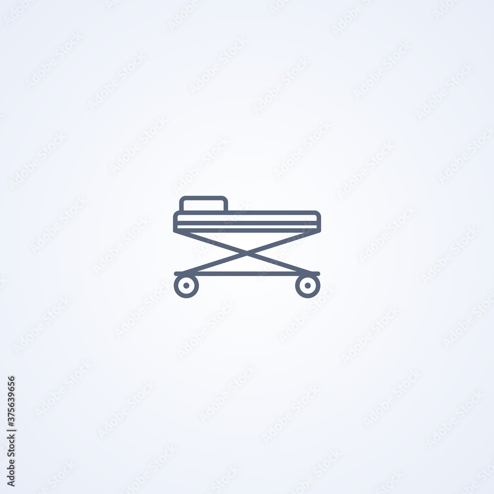 Medical trolley, vector best gray line icon Medical trolley, vector best gray line icon