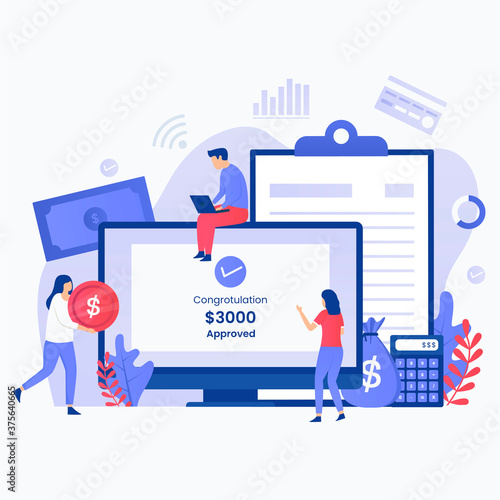 Fast online loan process illustration concept. Illustration for websites, landing pages, mobile applications, posters and banners.