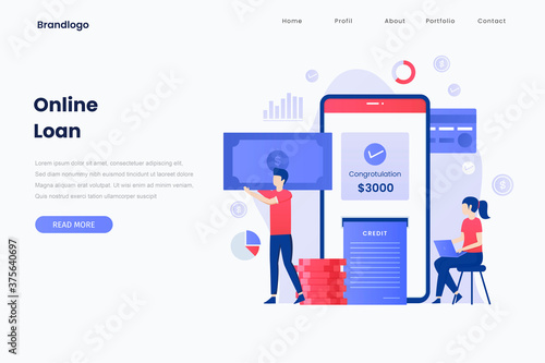 Instant loan illustration web page. Illustration for websites, landing pages, mobile applications, posters and banners.