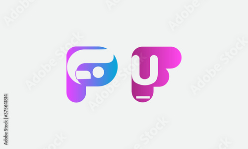 PF and FU Lettter logo design | Editable Letter Logo Template