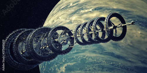 Wall Mural Futuristic Scifi Spaceship travelling into deep space