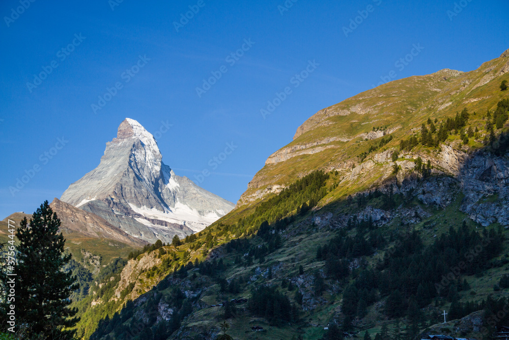 Matterhorn mountain with blue sky, Zermatt, Switzerland, summer Matterhorn mountain with blue sky, Zermatt, Switzerland, summer