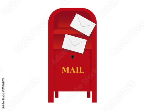 Red mailbox and letters flying