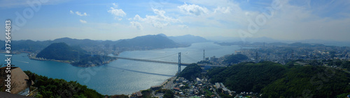 下関の高台から見た関門海峡と北九州のパノラマ