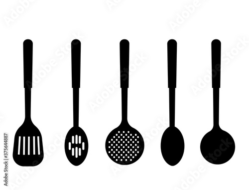 Silhouette of kitchen utensils in the form of spoons