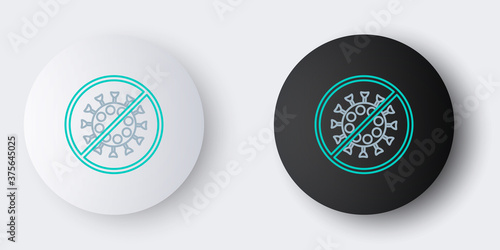 Line Stop virus icon isolated on grey background. Corona virus 2019-nCoV. Bacteria and germs, cell cancer, microbe, fungi. Colorful outline concept. Vector.