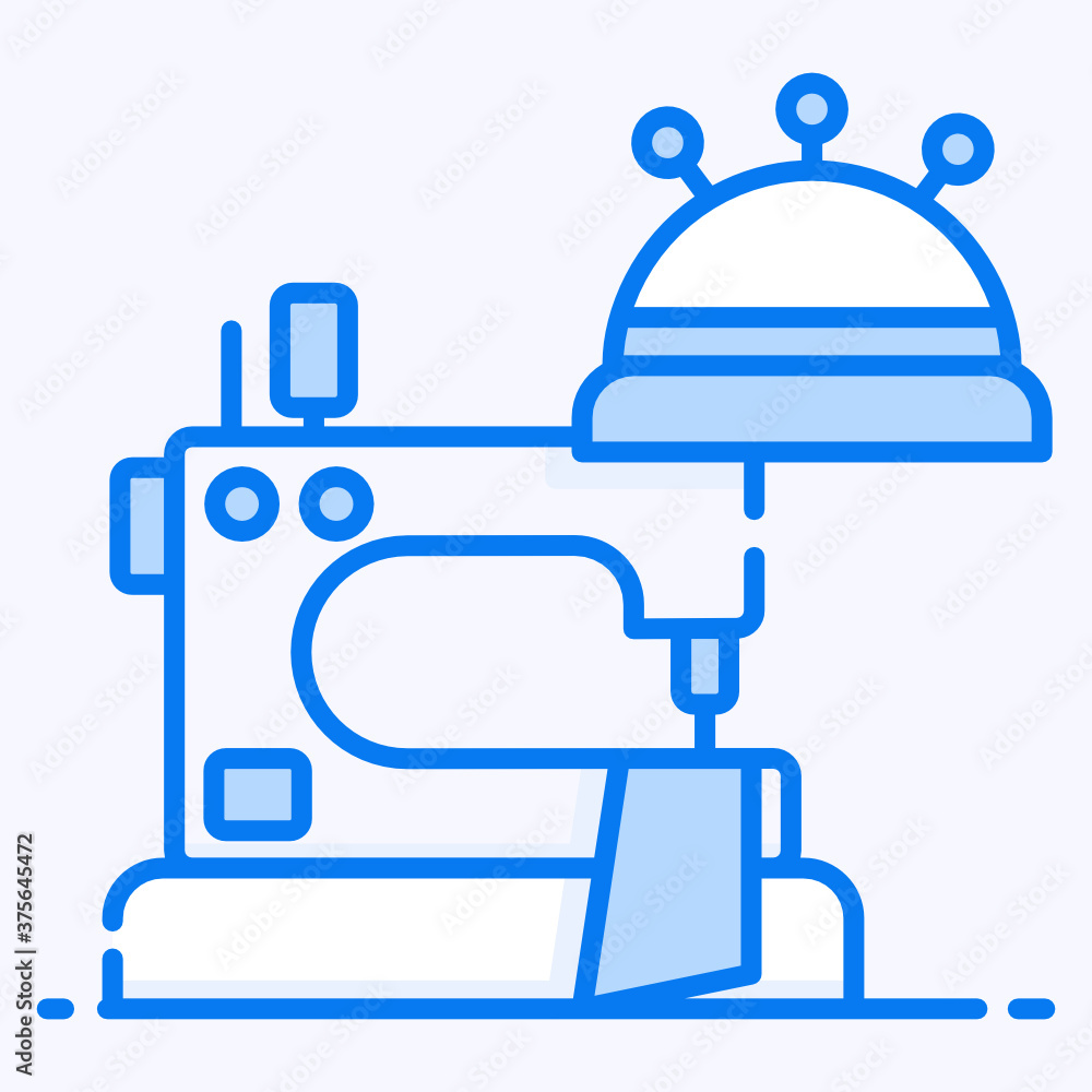 Sewing machine with hat showing concept of dressmaker icon
Sewing machine with hat showing concept of dressmaker icon