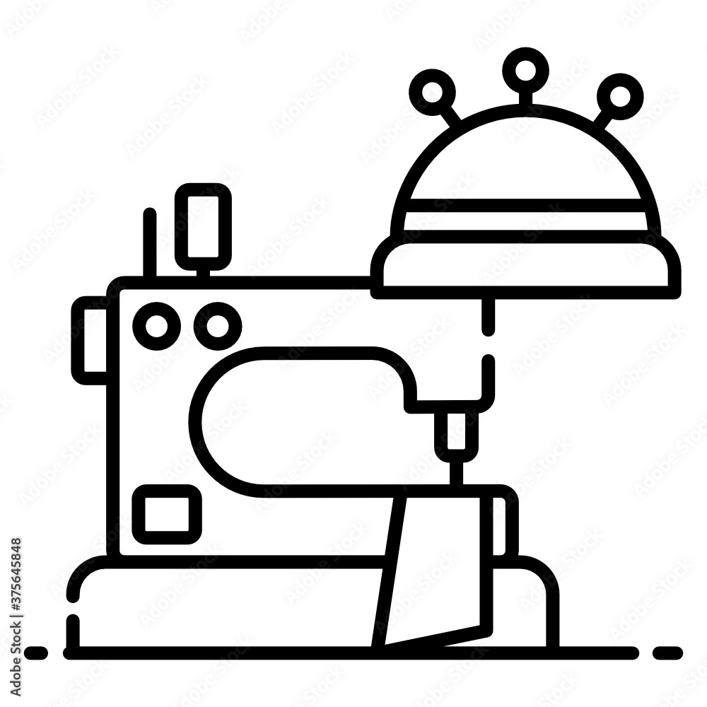 Sewing machine with hat showing concept of dressmaker icon
Sewing machine with hat showing concept of dressmaker icon