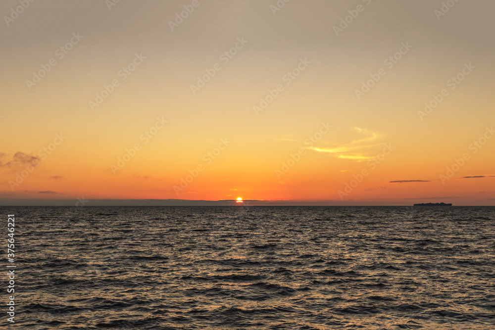 Gulf of Finland at sunset. Romantic evening. Summer