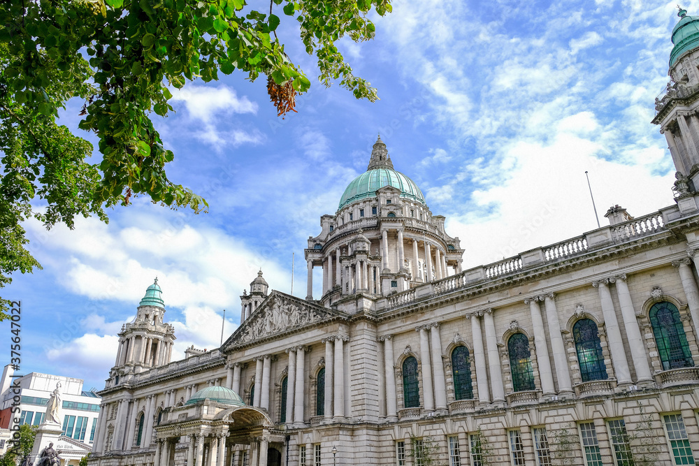 Belfast - August 2019: the exterior of the city hall