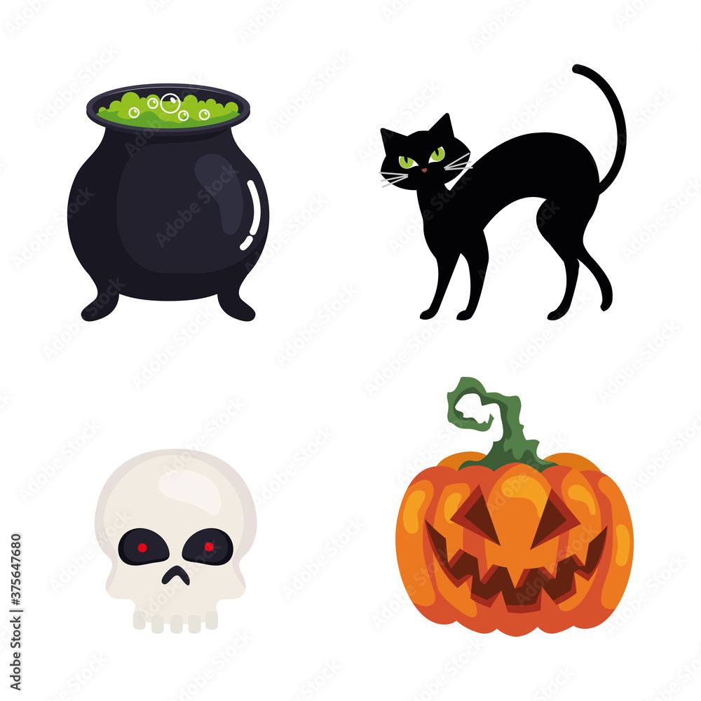 Fototapeta premium icons set, happy halloween celebration vector illustration design
