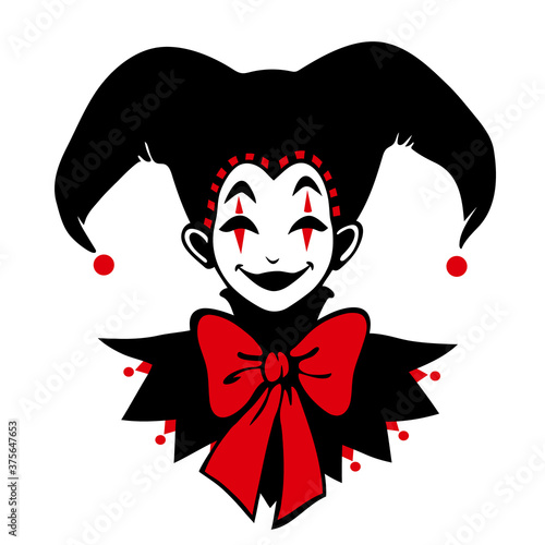 funny joker face in red and black colors