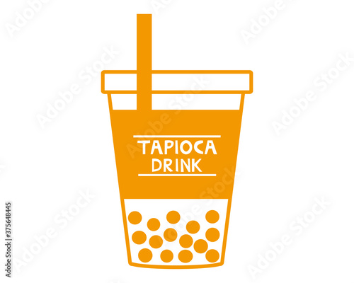 タピオカドリンクのベクターイラスト　タピオカミルクティー