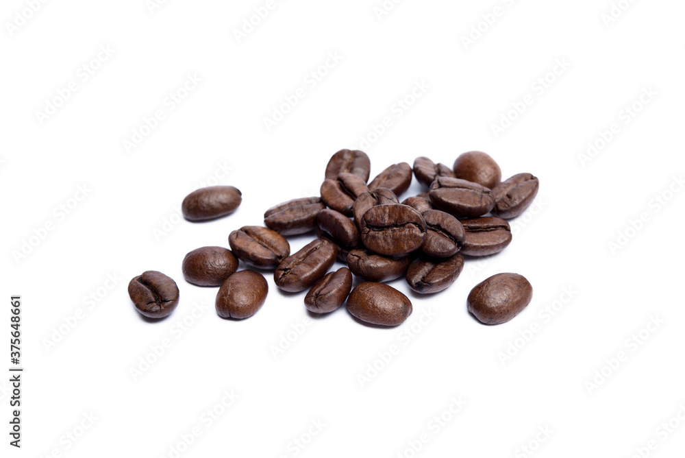 Roasted coffee beans isolated on white background Roasted coffee beans isolated on white background