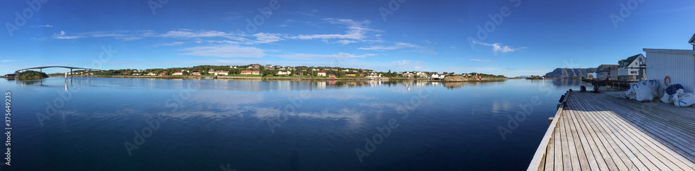Panorama from a small coastal town in Northern Norway	