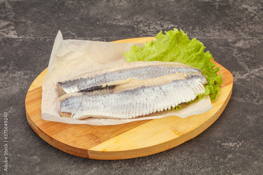Herring fillet with salad leaves Herring fillet with salad leaves
