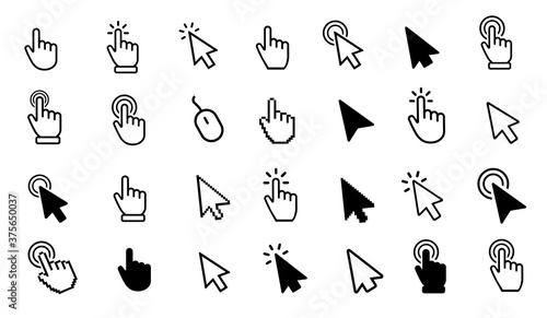 Vector hand cursors icons click set