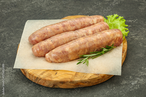 Raw pork meat sausages for grill