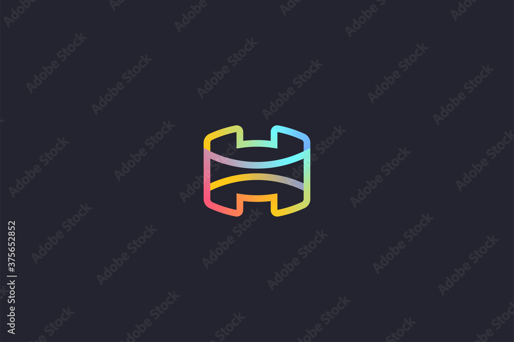Technology Letter H Logo Abstract Whimsical Monogram Technology Letter H Logo Abstract Whimsical Monogram
