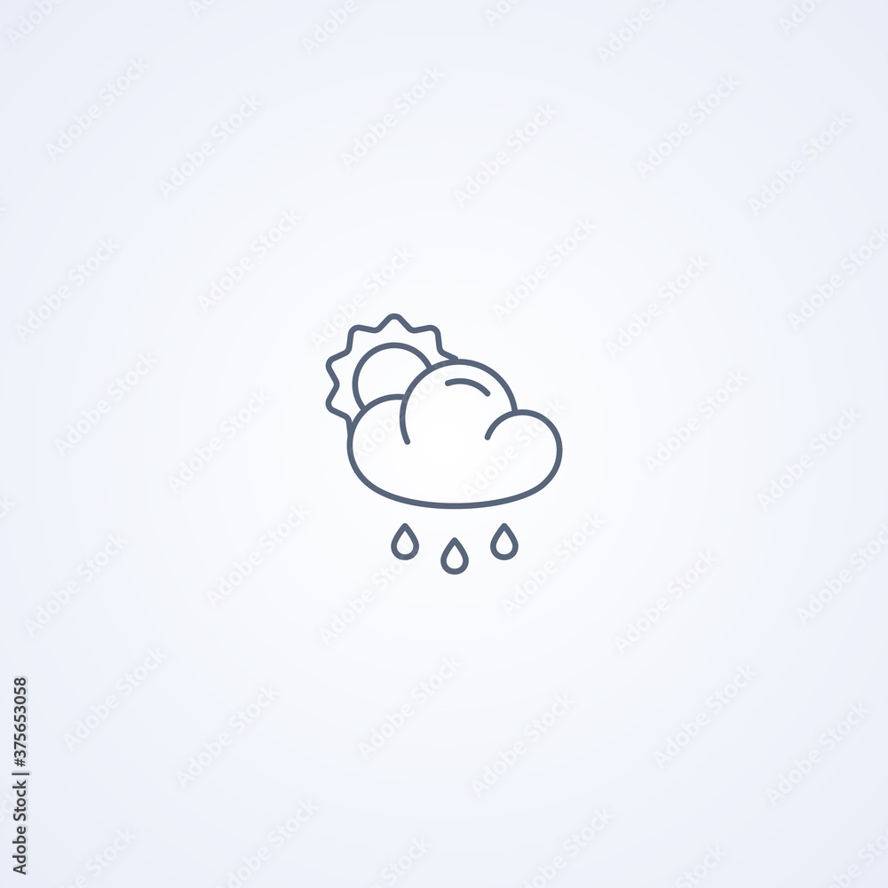 Cloudy and rain, vector best gray line icon Cloudy and rain, vector best gray line icon