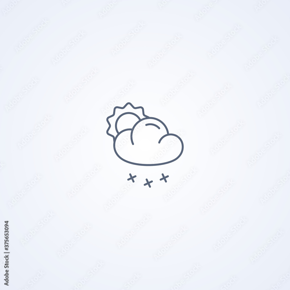 Cloudy snow, vector best gray line icon Cloudy snow, vector best gray line icon