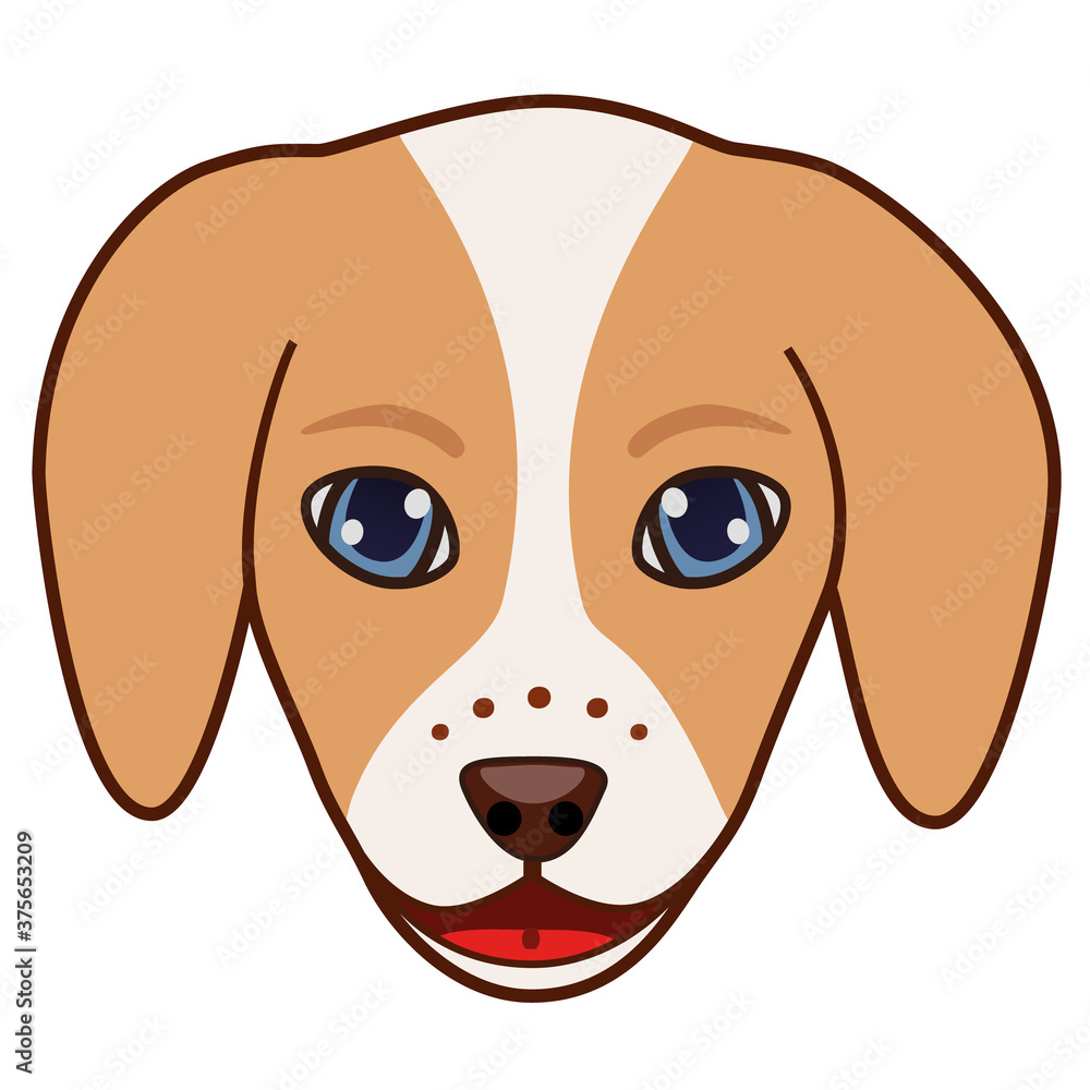 Cute smiling cartoon dog face vector. A hand drawn design on isolated white background. Cute smiling cartoon dog face vector. A hand drawn design on isolated white background.