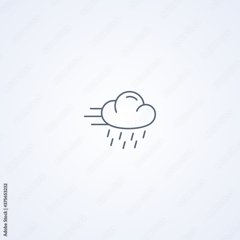 Obraz premium Partly cloudy rain shower, vector best gray line icon