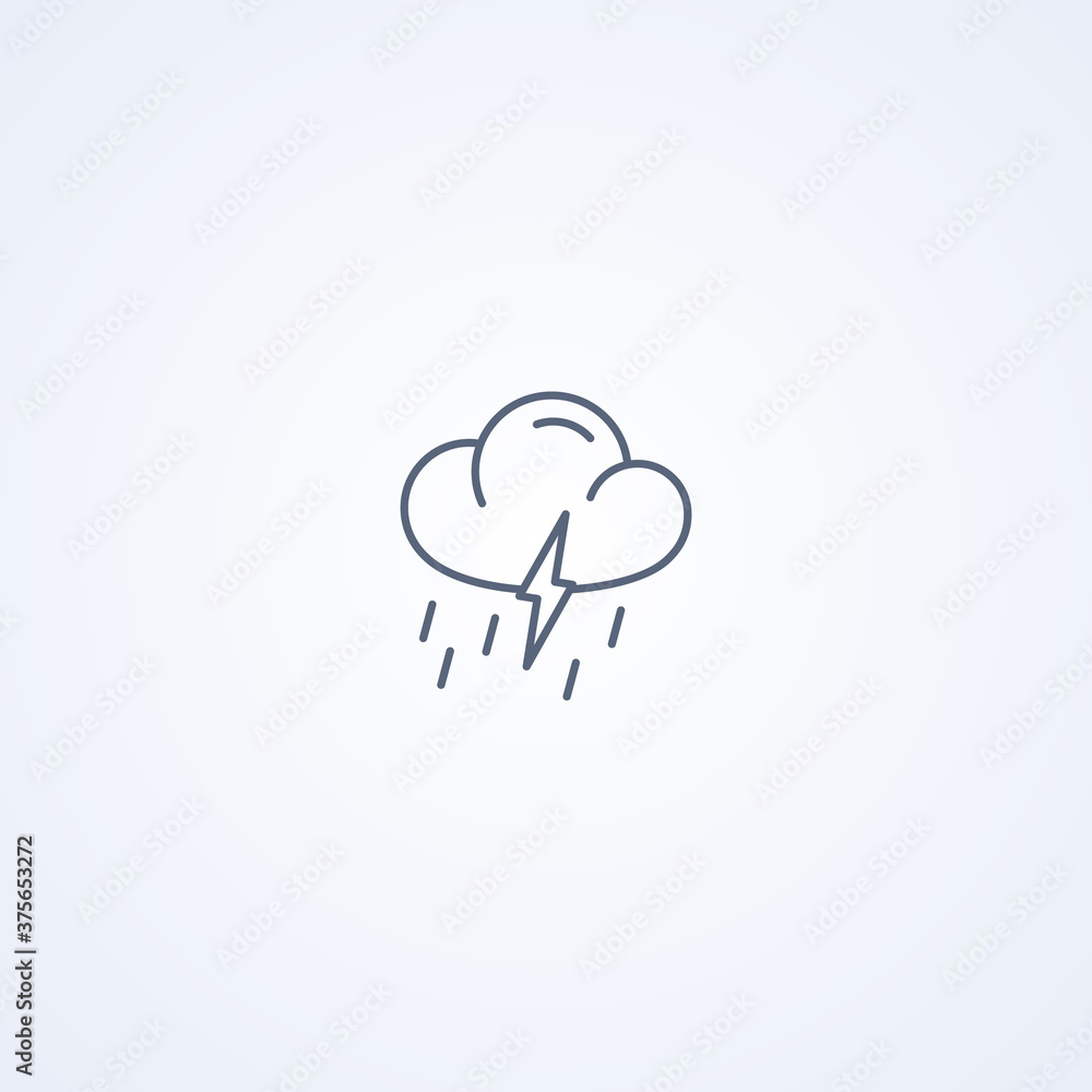 Thunderstorm and downpour, vector best gray line icon Thunderstorm and downpour, vector best gray line icon