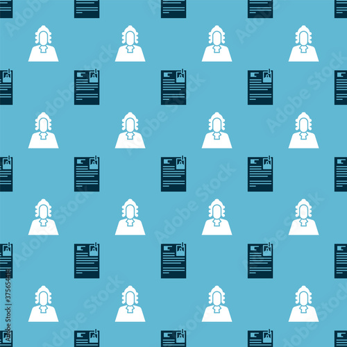 Set Lawsuit paper and Judge on seamless pattern. Vector.