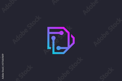 Technology Letter D Logo Abstract Whimsical Monogram