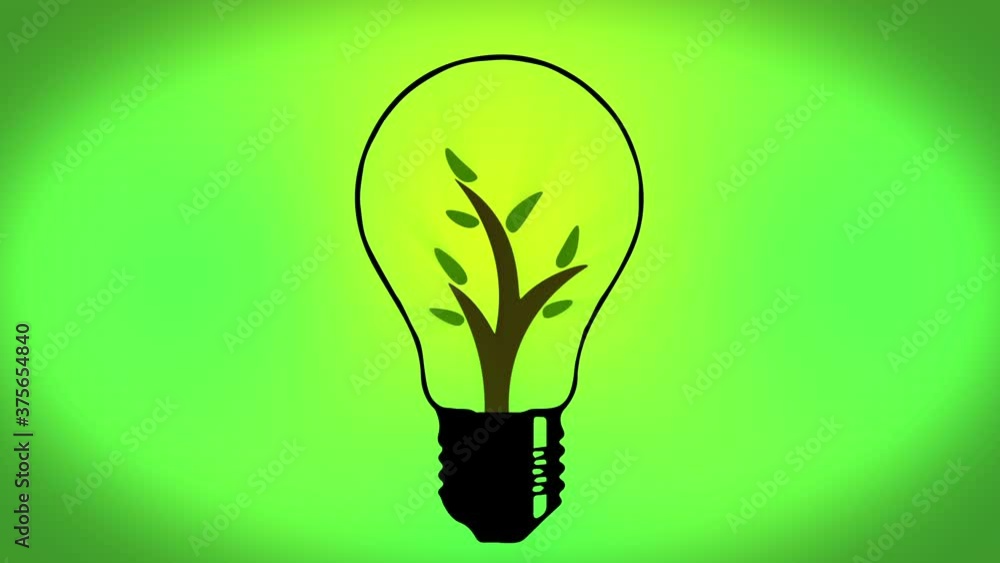 Green Eco Lightbulb, Growing Tree Animation. HD Green Eco Lightbulb, Growing Tree Animation. HD