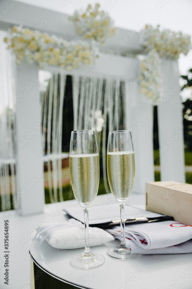wedding glasses of champagne