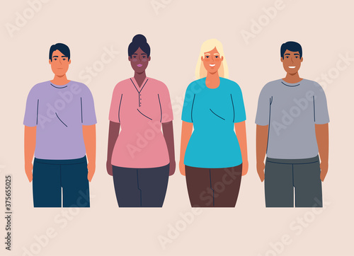 multiethnic group of people together, diversity and multiculturalism concept vector illustration design