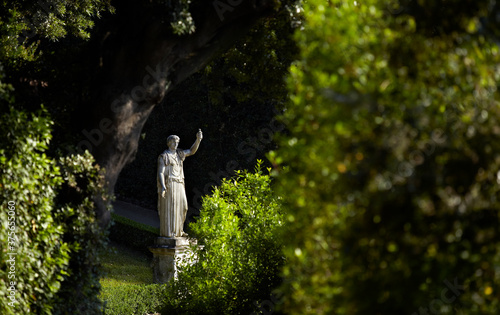 Tuscany, Florence, a glimpes of the Boboli Gardens, Marcus Aurelius statue, unesco site in Tuscany