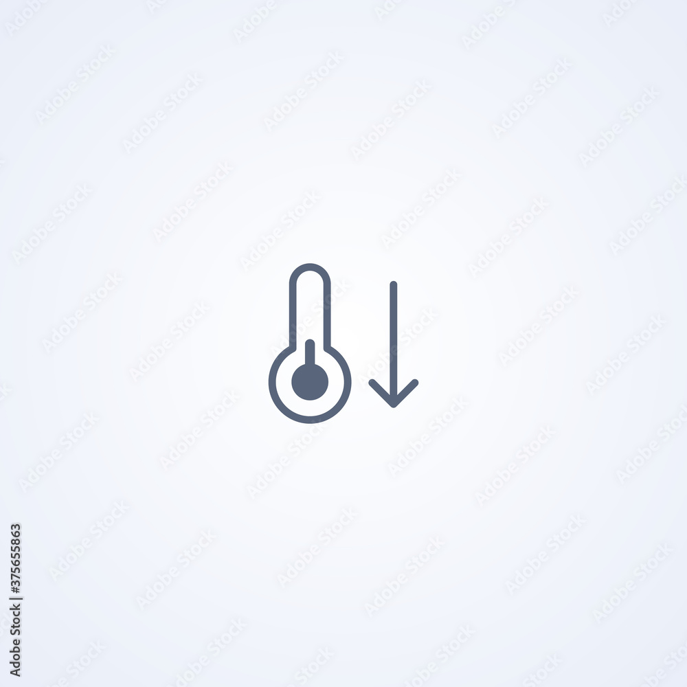 Lower temperature, vector best gray line icon
